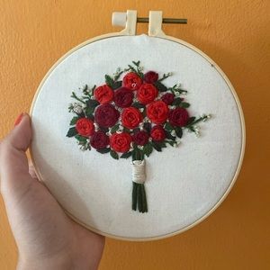 Rose Bouquet Embroidery Hoop